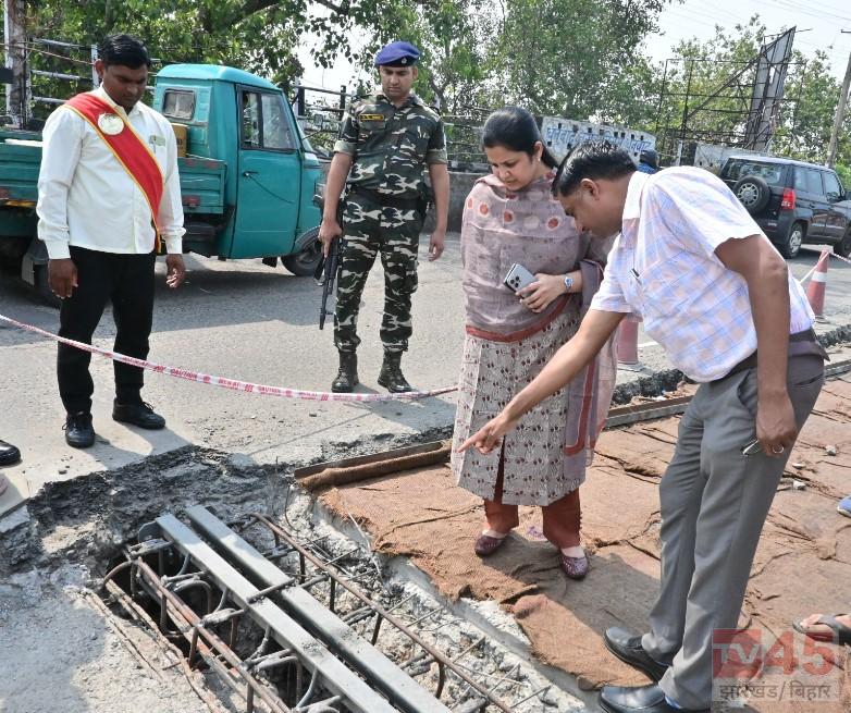 माधवी मिश्रा ने किया बैंक मोड़ फ्लाईओवर का औचक निरीक्षण
