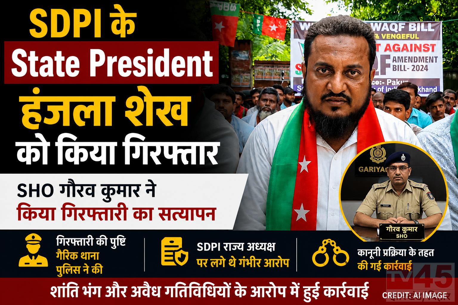 SDPI के State President हंजला शेख को किया गिरफ्तार- SHO गौरव कुमार ने किया गिरफ्तारी का सत्यापन