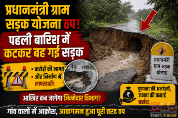प्रधानमंत्री ग्राम सड़क योजना (Sadak Yojana) ठप! पहली बारिश में कटकर बह गई सड़क
